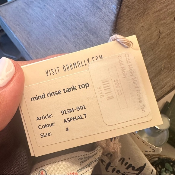 Odd Molly / Anthropologie Daydreaming Collection Gray Mind Rinse Tank Top. New. - Picture 12 of 13